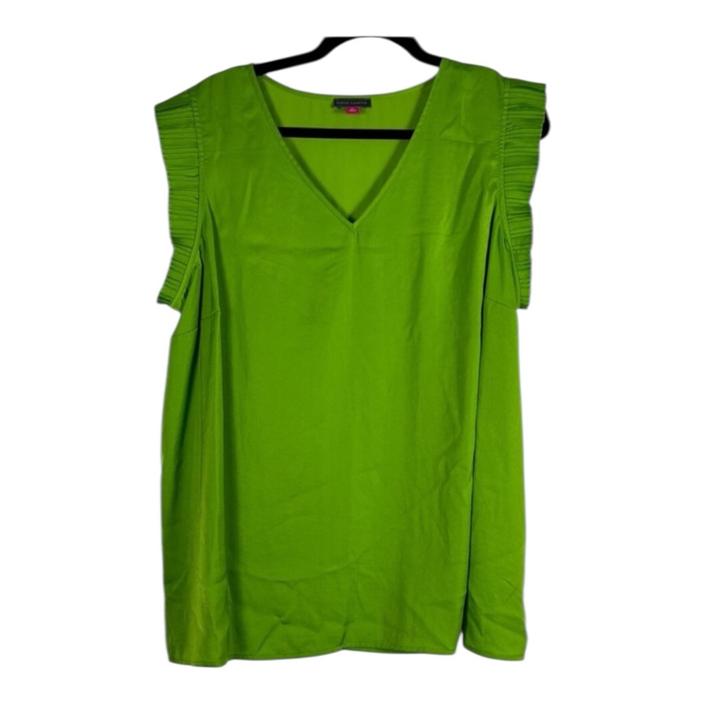 Vince Camuto Blouse V-Neck Silk Lime Green- PLUS 2X NWT